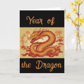Carte de vœux année du Dragon (Fleur jaune)