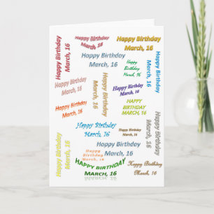 Carte de vœux Anniversaire 16 mars