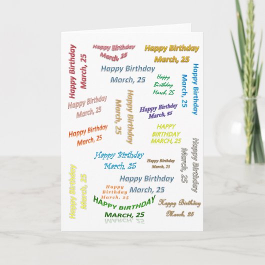 Carte de vœux Anniversaire 25 mars (Devant)