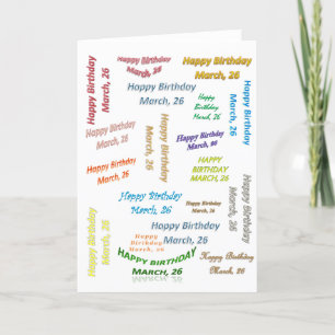 Carte de vœux Anniversaire 26 mars