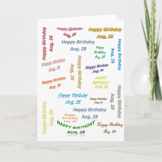 Carte de vœux Anniversaire 28 août (Devant)