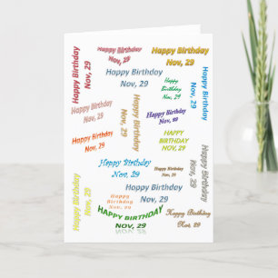Carte de vœux Anniversaire 29 novembre