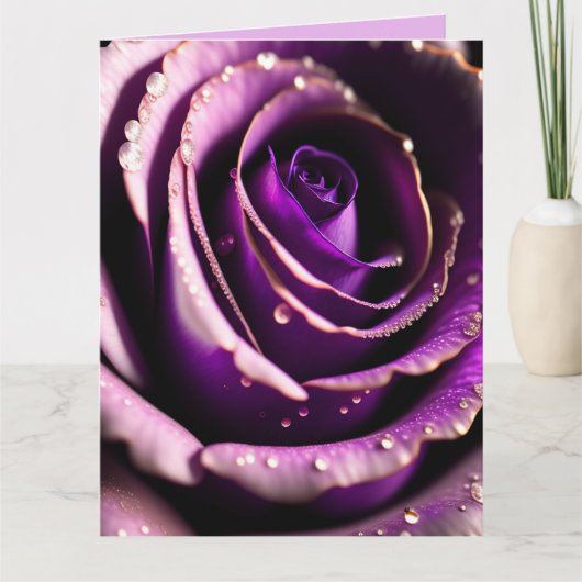 CARTE DE VOEUX ANNIVERSAIRE ART ROSE VIOLET (Devant)