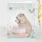 Carte de voeux Anniversaire de enfant Capybara Cak (Fleur jaune)
