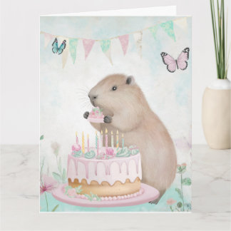 Carte de voeux Anniversaire de enfant Capybara Cak