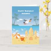 Carte de voeux anniversaire de enfant de Beach San (Fleur jaune)
