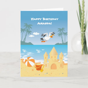 Carte de voeux anniversaire de enfant de Beach San