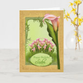 Carte de voeux Anniversaire de Soeur Lily (Fleur jaune)