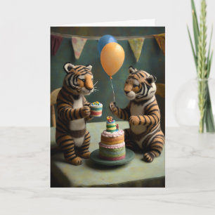 Carte de voeux Anniversaire de Tigers Felted