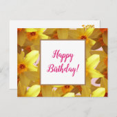 Carte de voeux Anniversaire des jonquilles jaunes (Devant / Derrière)