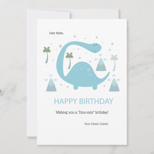 Carte de voeux Anniversaire Dinosaur (Devant)