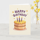 Carte de Vœux Anniversaire Doré (Fleur jaune)