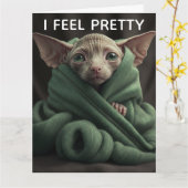 CARTE DE VOEUX ANNIVERSAIRE DRÔLE CHAT SPHINX (Fleur jaune)