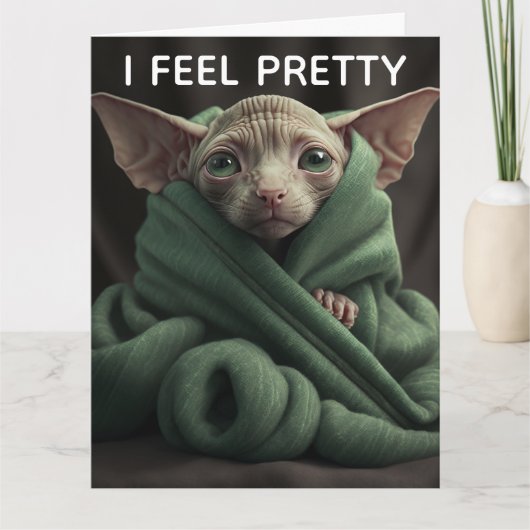 CARTE DE VOEUX ANNIVERSAIRE DRÔLE CHAT SPHINX (Devant)