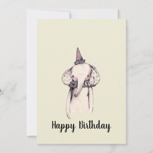 Carte de voeux Anniversaire Elephant (Devant)