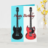 Carte de voeux Anniversaire Guitares (Fleur jaune)