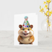 Carte de voeux Anniversaire Hamster (Fleur jaune)