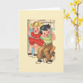 Carte de voeux Anniversaire Retro (Fleur jaune)