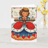 Carte de voeux Anniversaire Retro Queen Of Hearts (Fleur jaune)