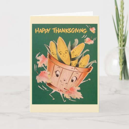 Carte de voeux anthropomorphique Retro Thanksgivin (Devant)