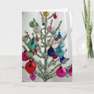 Carte de voeux antique d'arbre de Noël,