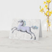Carte de vœux antique illustrée de cheval (Fleur jaune)