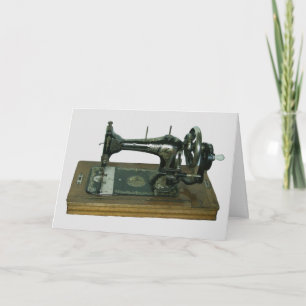 CARTE DE VOEUX ANTIQUE MACHINE À COUDRE VIDE À L'I