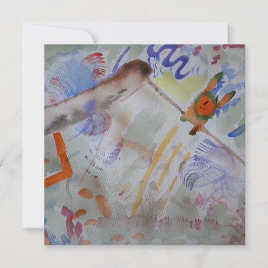 Carte de voeux aquarelle à plat de colibri (Devant)
