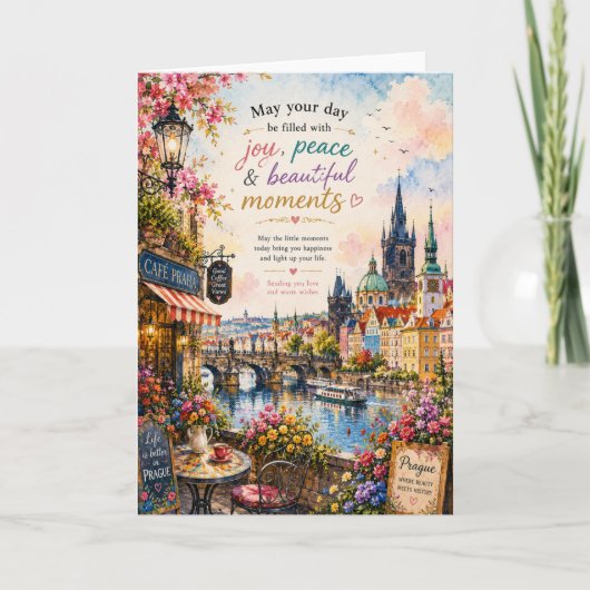Carte de vœux aquarelle de Prague (Devant)