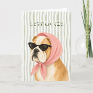 Carte de vœux aquarelle Diva Bulldog