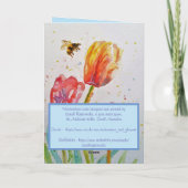 Carte de vœux aquarelle élégante Tulipe et Abeille (Dos)