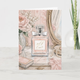 Carte de vœux aquarelle Flacon de parfum d'amour p