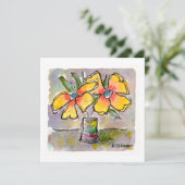 Carte de voeux Aquarelle Fleurs Jaunes (Debout devant)