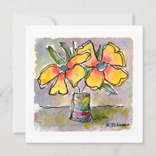 Carte de voeux Aquarelle Fleurs Jaunes
