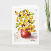 Carte de voeux Aquarelle Fleurs Jaunes (Devant)