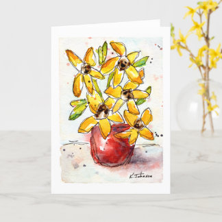 Carte de voeux Aquarelle Fleurs Jaunes