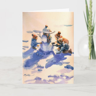 Carte de vœux aquarelle Jour de neige