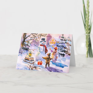 Carte de vœux aquarelle Lueur d'hiver