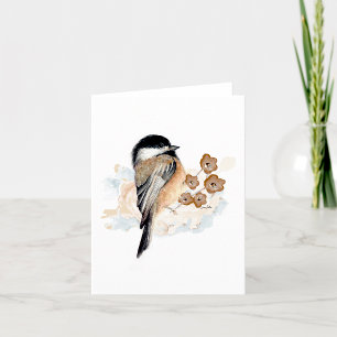 Carte de vœux aquarelle mésange