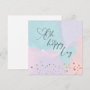 Carte de vœux aquarelle pailletée or Oh Happy Day