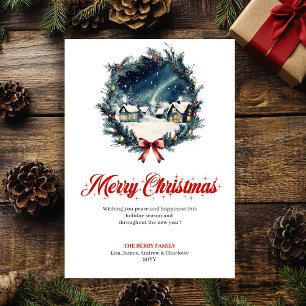 Carte de vœux aquarelle scène de Noël chaleureuse