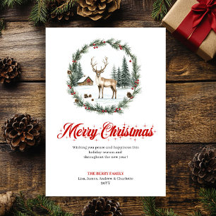 Carte de vœux aquarelle scène de Noël ludique