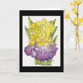 Carte de voeux - Aquarelle violette et jaune Iris (Fleur jaune)