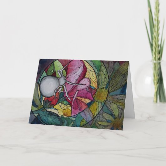 Carte de voeux : "Araignée de fleurs" (Devant)