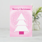 Carte de voeux Arbre de Noël rose étoiles (Debout devant)