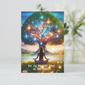Carte de vœux Arbre de vie & Méditation (Debout devant)