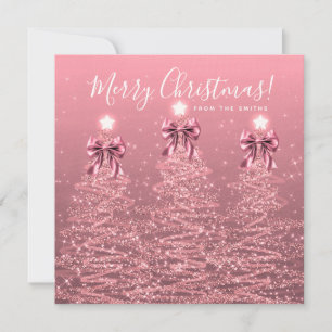 Carte de vœux arbres de Noël rose fuchsia pour les