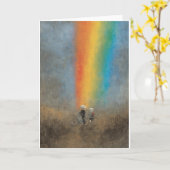 Carte de voeux arc-en-ciel (Fleur jaune)