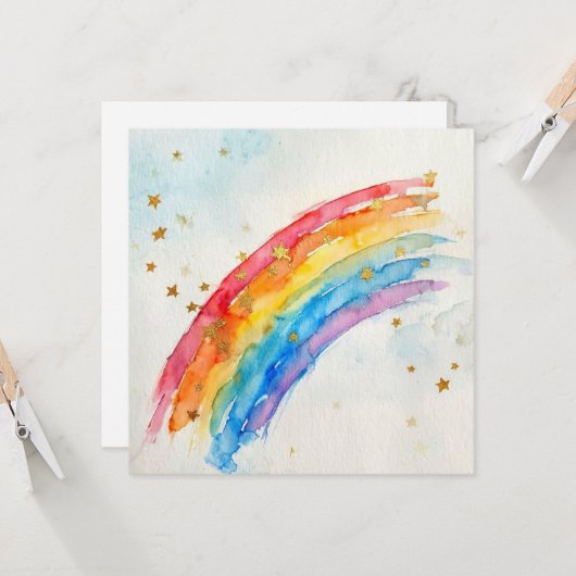 Carte de vœux Arc-en-ciel. (Devant/Arrière en situation)