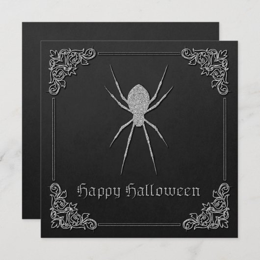 Carte de voeux Argent Spider Halloween (Devant / Derrière)